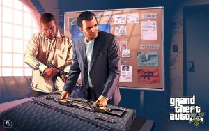 Deux protagonistes du jeu vidéo « GTA V »