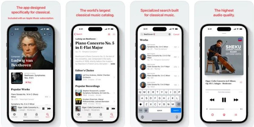Affichage des catalogues de musique classique sur l'application Apple Music Classical