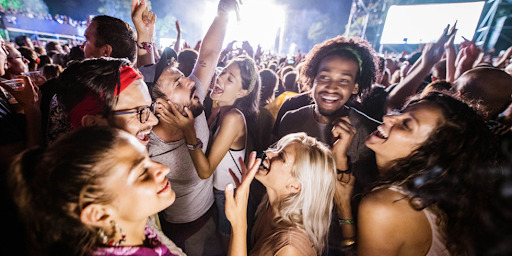 Des jeunes en train d'assister à un concert de musique